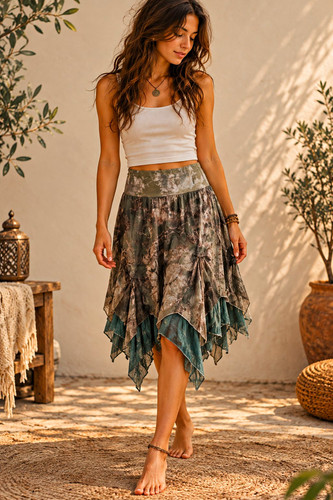 Damen boho goa ethno midi - damen,